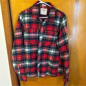 Abercrombie & Fitch Red Plaid Fleece Shirt